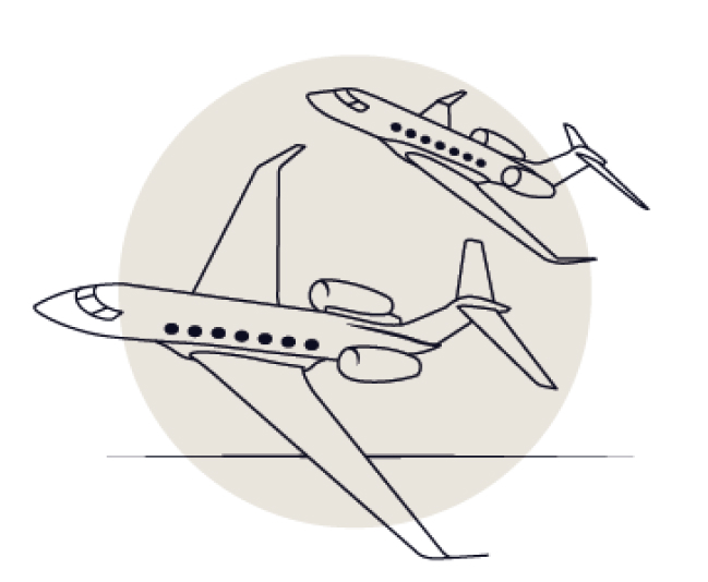 Icon depicting Gulfstream aircraft in formation