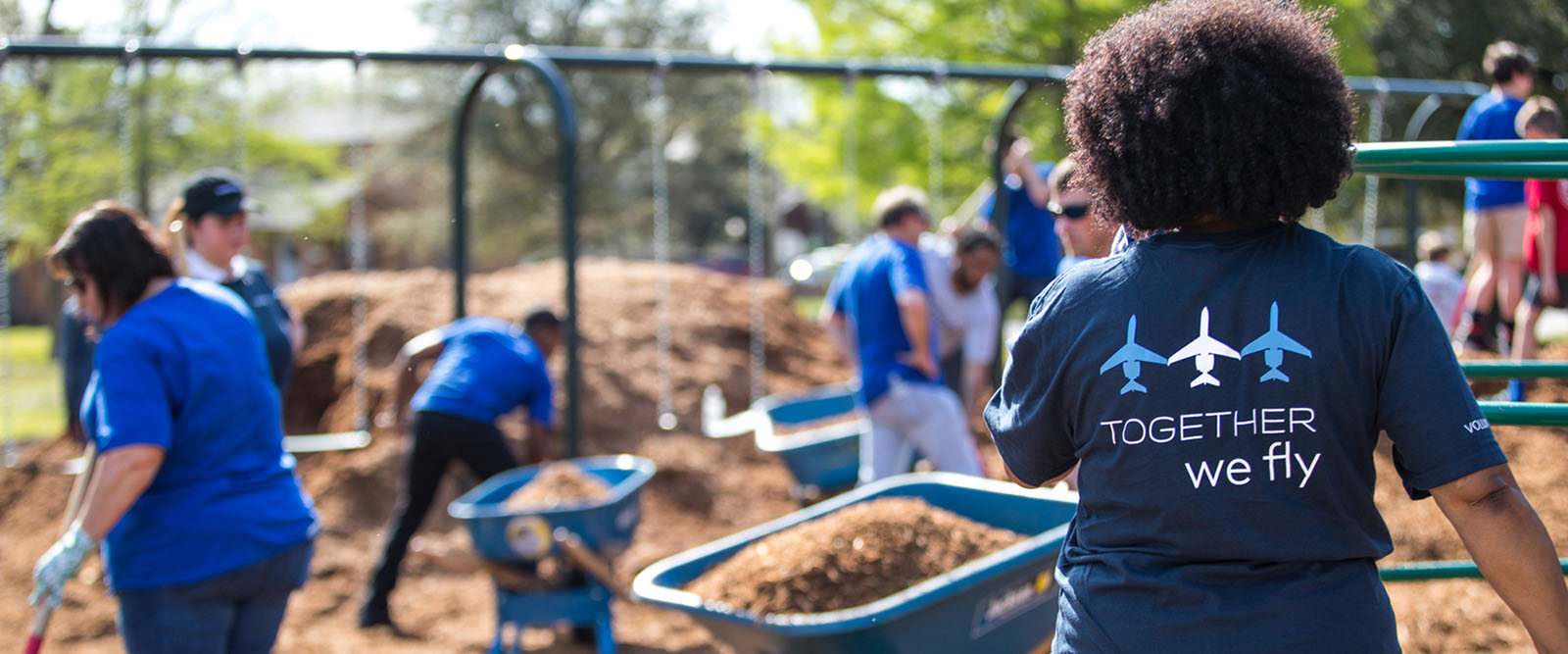 Gulfstream employees renovate a park in Savannah, Georgia.
